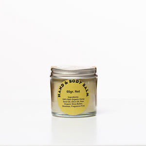 Organic Hemp Seed Oil Hand & Body Balm 125gr Net. (Scent Free!)