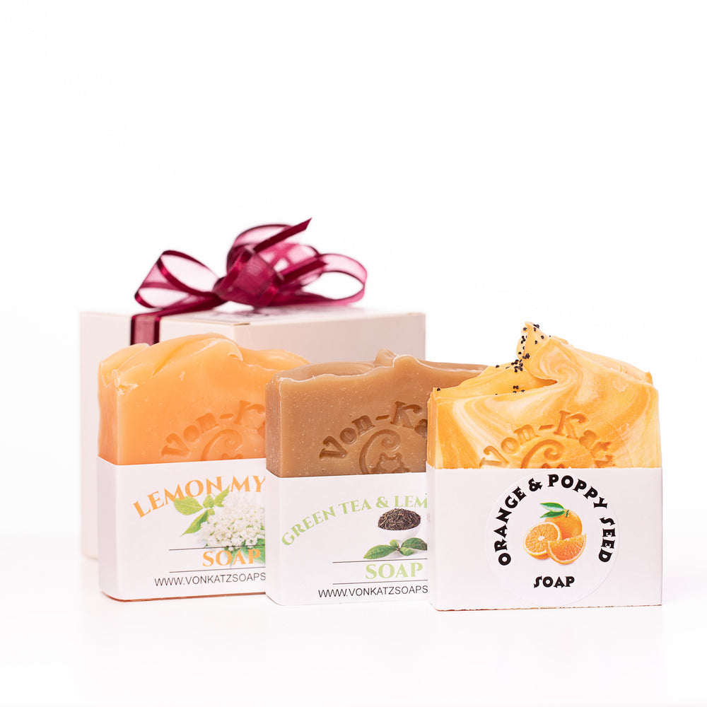 
            
                Load image into Gallery viewer, Citrus Burst Pack (3 Pack of Soaps) Vegan friendly
            
        
